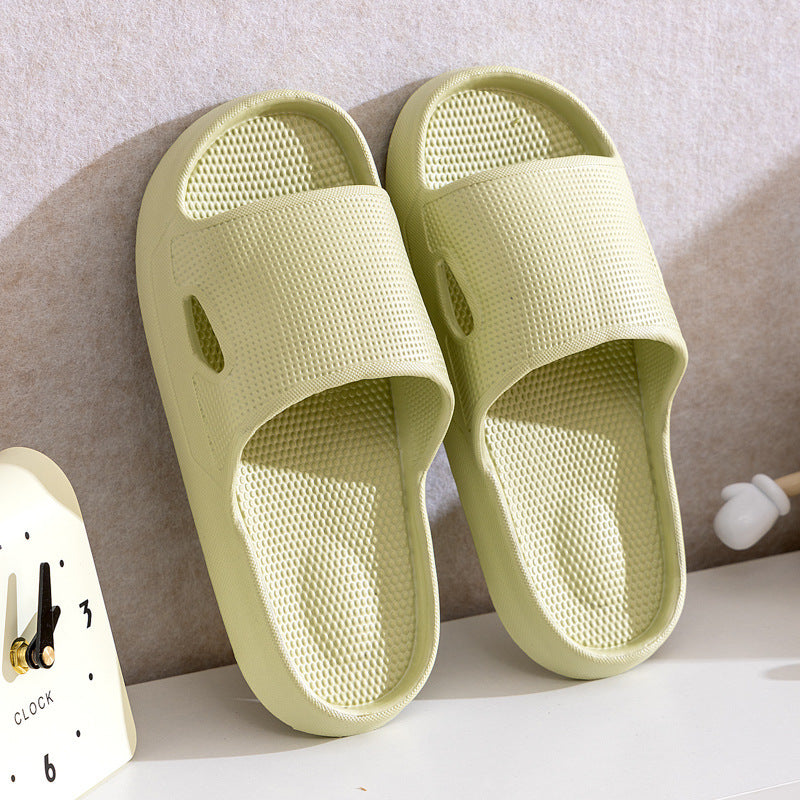 Solid Color Thick Bottom Home Slippers Summer Non-slip Floor Bathroom Slipper Women Men Couples Shoes - DropOnline.co