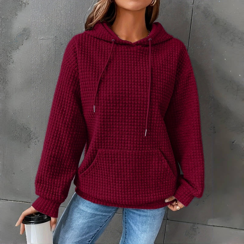 Women's Loose Hooded Long Sleeve Sweatshirt - Cozy Casual Pullover - DropOnline.co