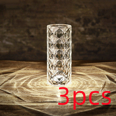 Rose Light And Shadow Projector LED Night Light Diamond Crystal Atmosphere Lamp USB Touch Control Bedside Decor Night Light - DropOnline.co