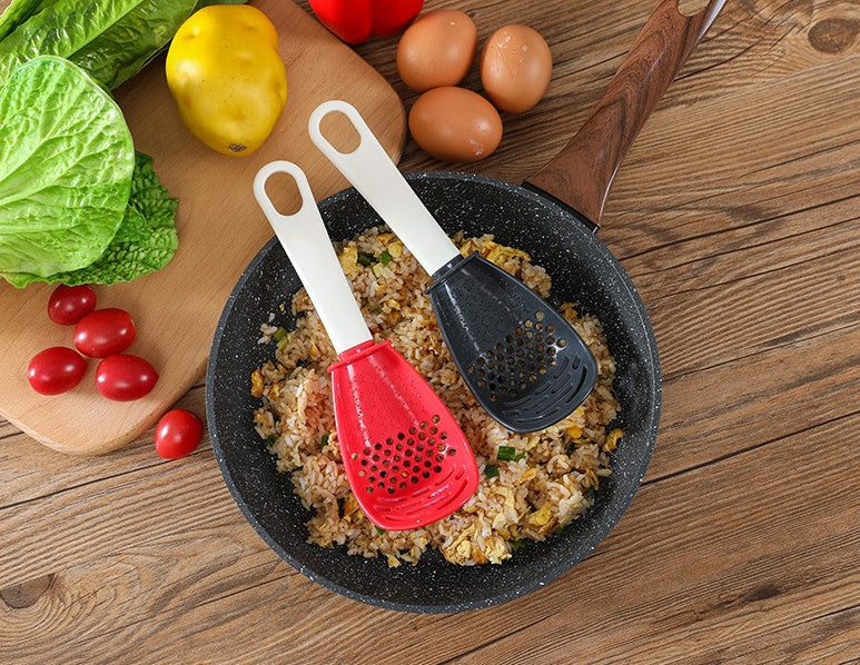 Multifunctional Slotted Spoon Grinding Cooking Spoon Mashed Auxiliary Food Ginger Garlic Spoon Press Potatoe Stir-frying Spatula Kitchen Gadget - DropOnline.co