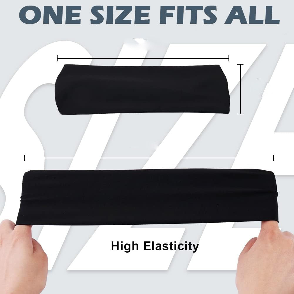 Sports Headbands For Men & Women -5 Pack,  Wicking Sweatbands, Elastic Non Slip Sweat Bands, Athletic Workout Fashion Wide Hair Bands For Running, Cycling, Basketball, Yoga - DropOnline.co