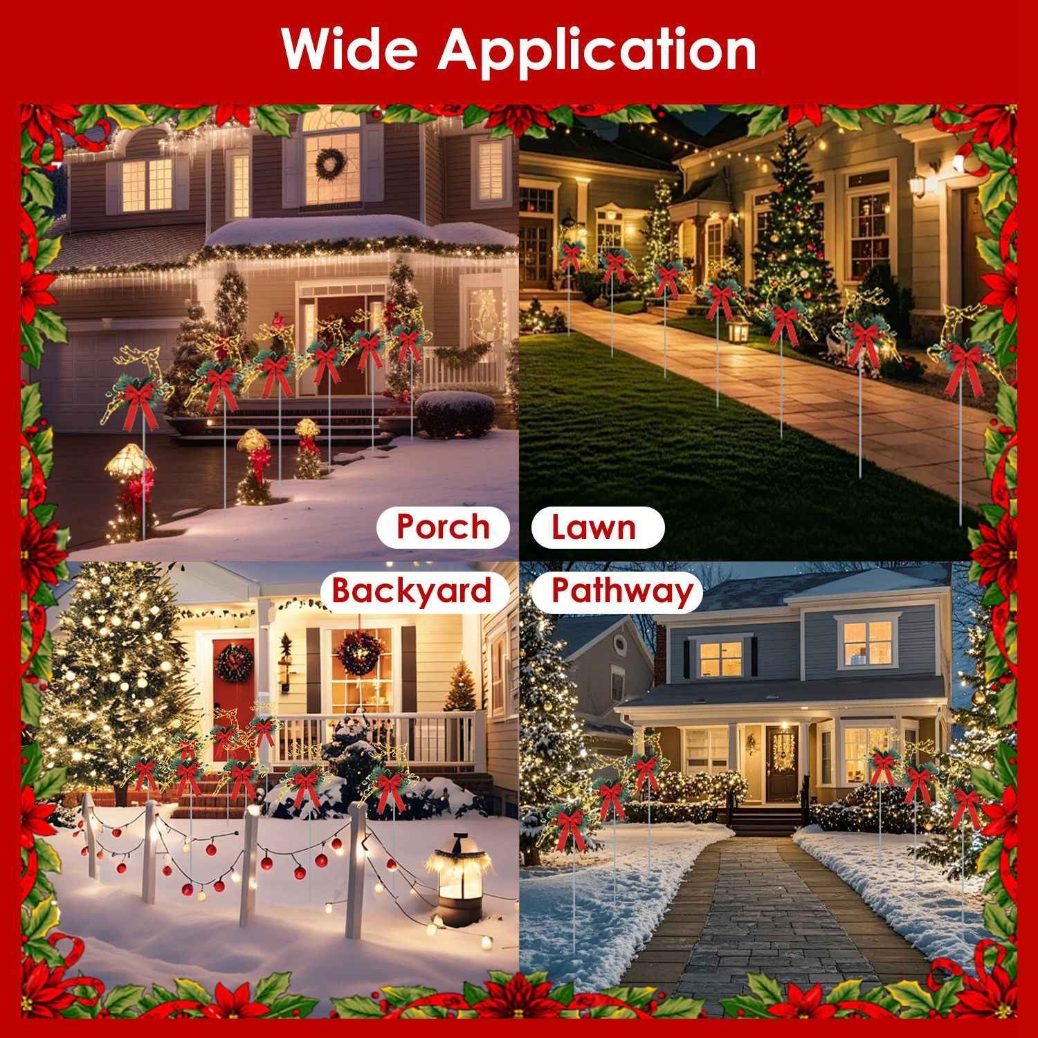 2Pcs Christmas Lighted Reindeer LED Pathway Stake Lights - Battery Powered Outdoor Decor