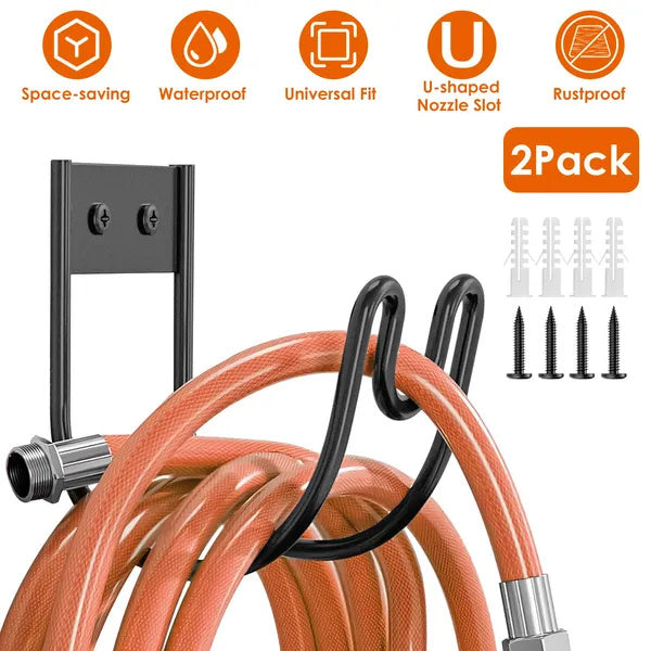 2Pack Heavy Duty Garden Hose Holder Stainless Steel Hose Hook Metal Hose Rack Reel Organizer For Water Hose Extension Cords - DropOnline.co