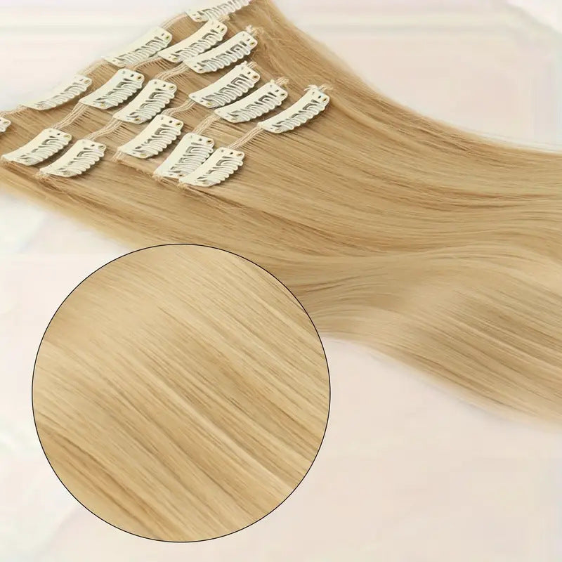 Holdbalance Straight Clip In Hair Extensions 24inch Hair Extensions For Women 6PCS Long Soft Synthetic Natural Hairpieces - DropOnline.co