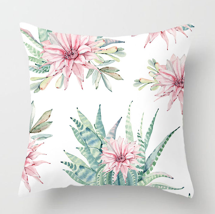 Watercolor Cactus Flowers Green Succulents Cushion Cover - DropOnline.co