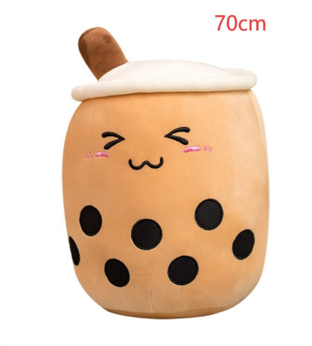 Boba Tea Plush Toy - Cute Strawberry Milk Tea Stuffed Animal Pillow Cushion for Kids - DropOnline.co