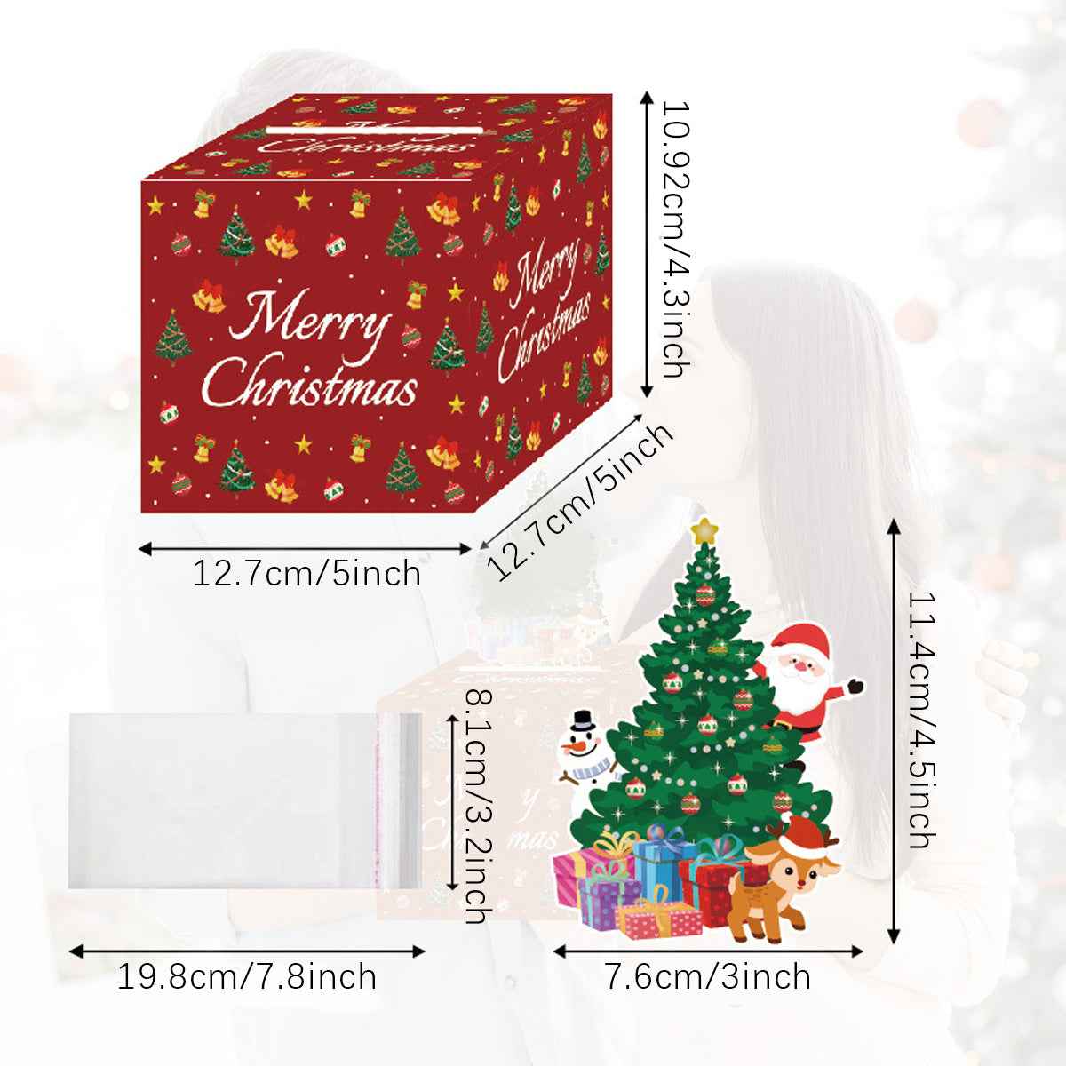 Christmas Money Box Pull Surprise - Cash Gift Holder with Tree Card & Transparent Bags - DropOnline.co