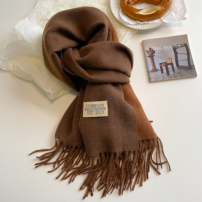 Double-Sided Artificial Cashmere Scarf - Women's Winter Warm Couple Scarf - DropOnline.co