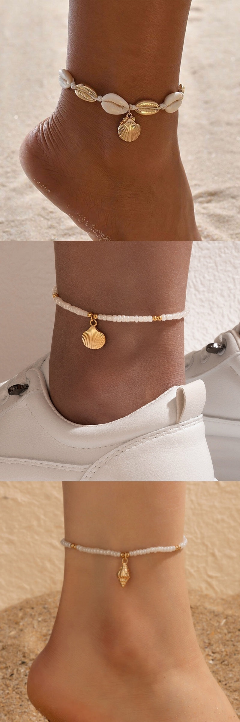 Beach Vacation Shell Anklet - Bohemian Style Seashell Ankle Bracelet - DropOnline.co