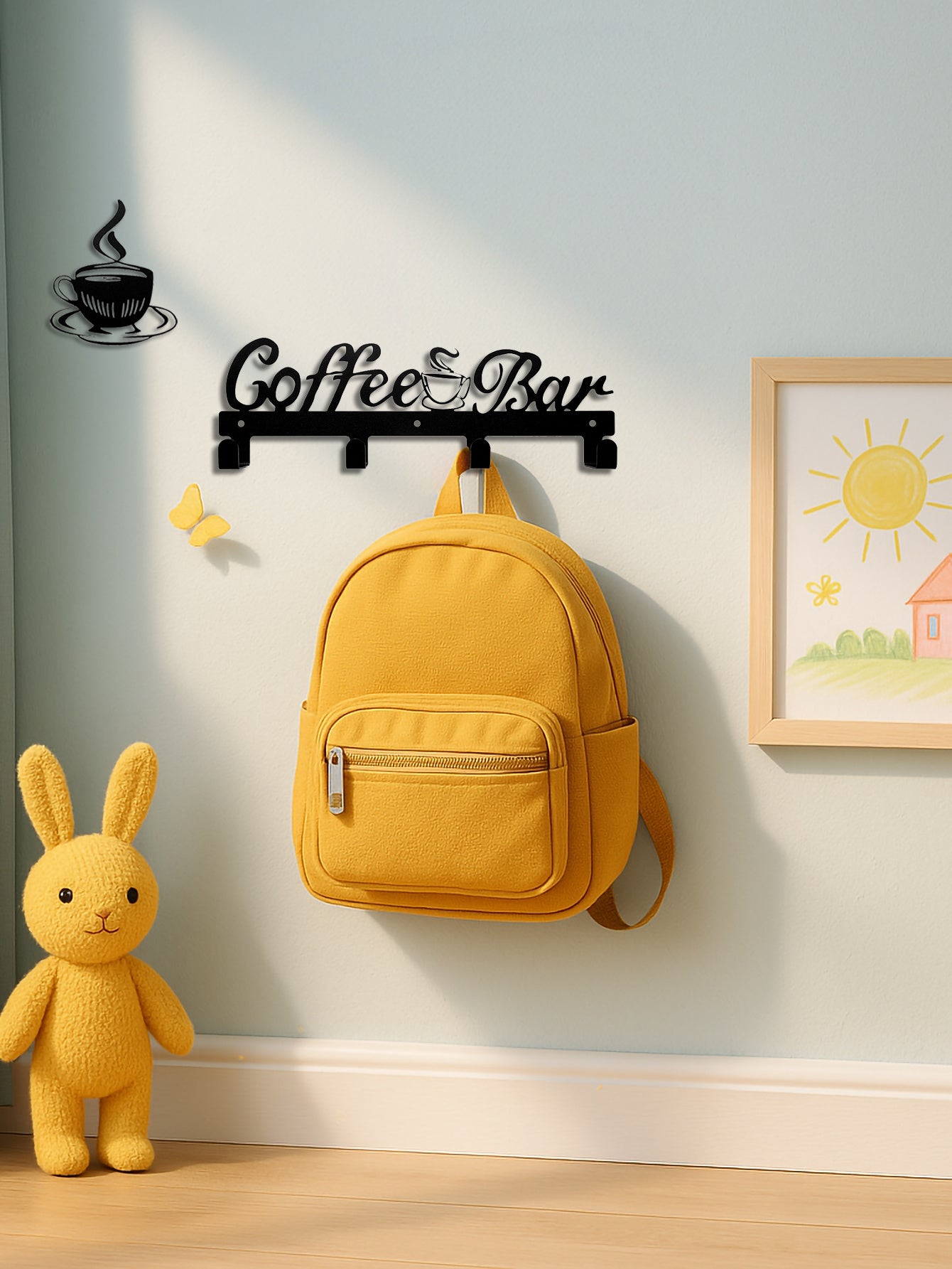 Coffee Cup Rack With Hooks - Wall-Mounted Metal Organizer For Kitchen Decor - DropOnline.co