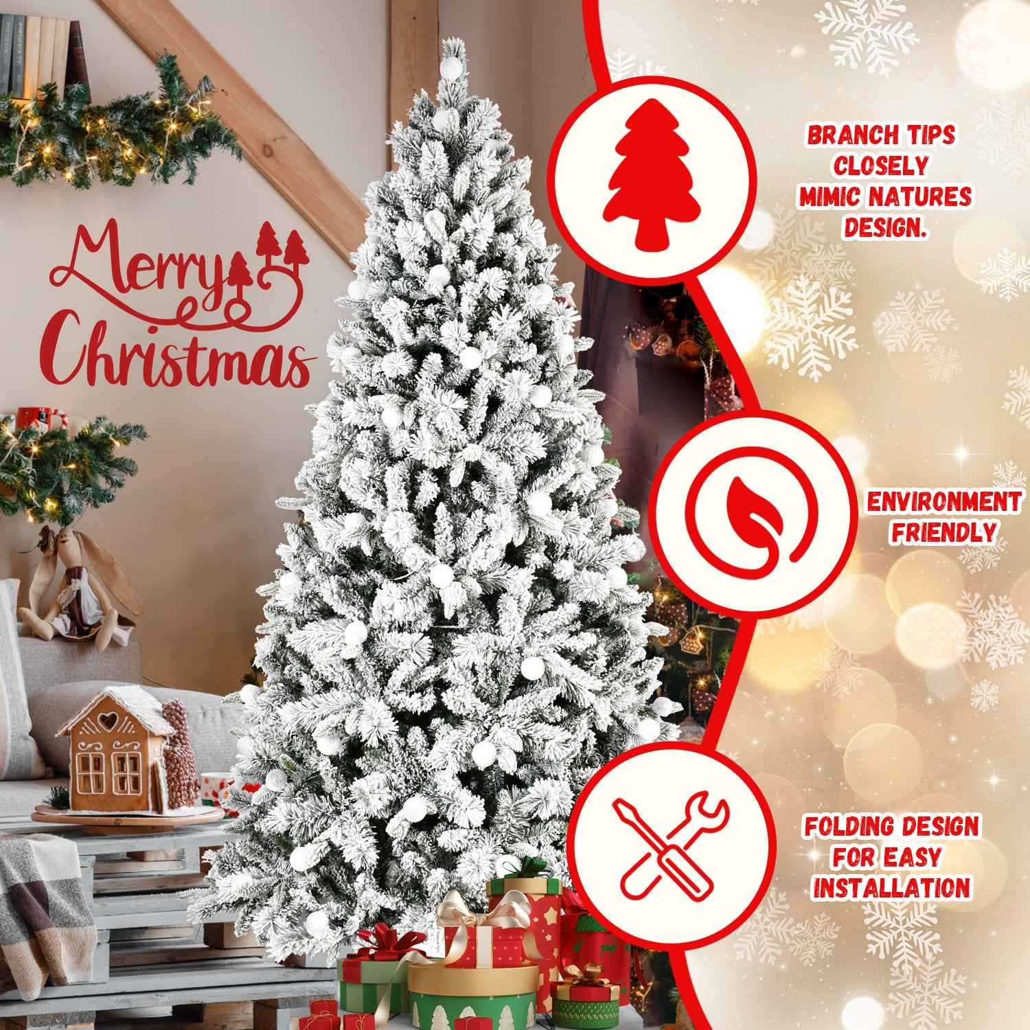PE/PVC/Hard Needle Mixed Christmas Tree - 7.5ft-8ft Premium Quality