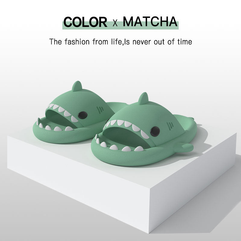 Adult's Slippers Indoor Outdoor Funny Shark Cartoon - DropOnline.co