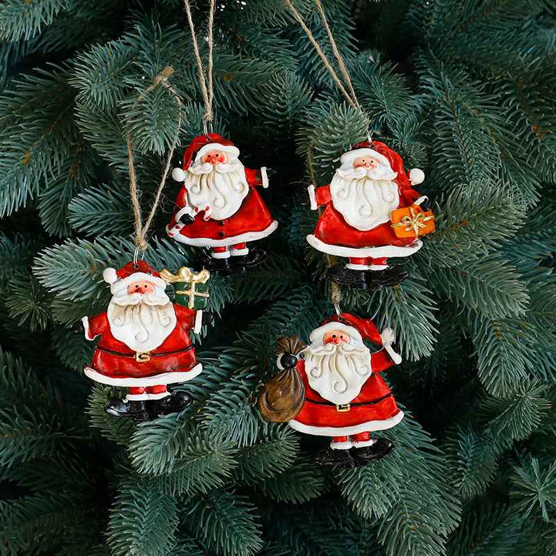 Christmas Resin Character Pendants - Santa Snowman Gingerbread Man Ornaments - DropOnline.co