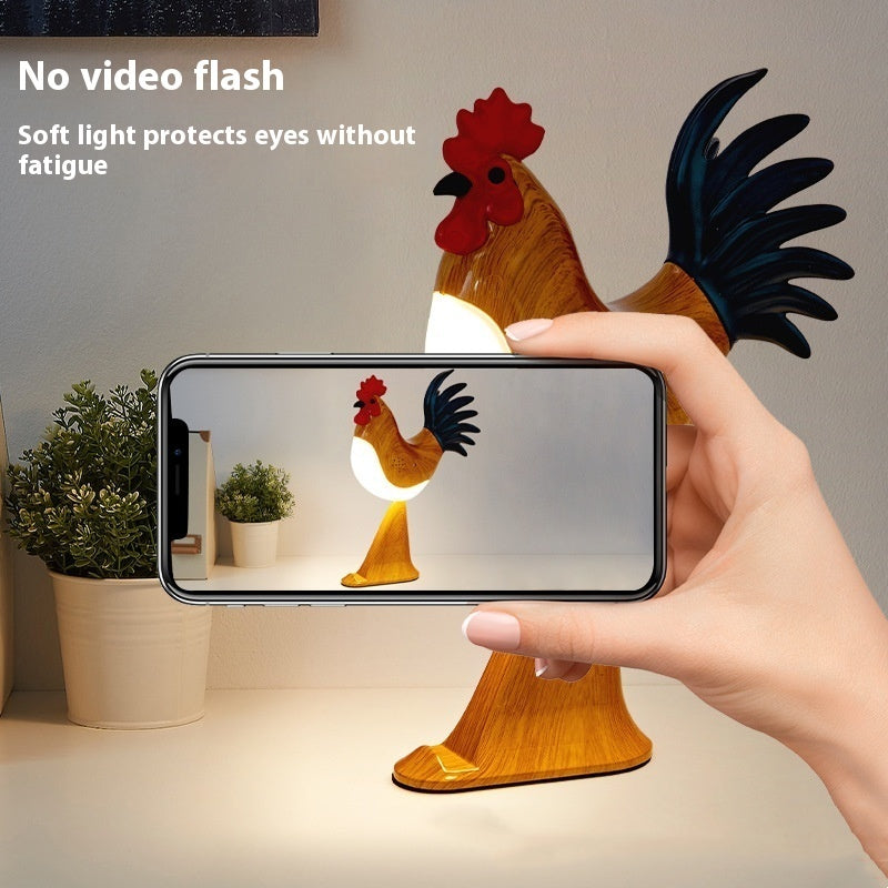 LED Rooster Night Light Touch With Sound Rechargeable Bedroom Bedside Lamp Dimmable Car Ambience Aroma Carrying Lamp Home Decor - DropOnline.co