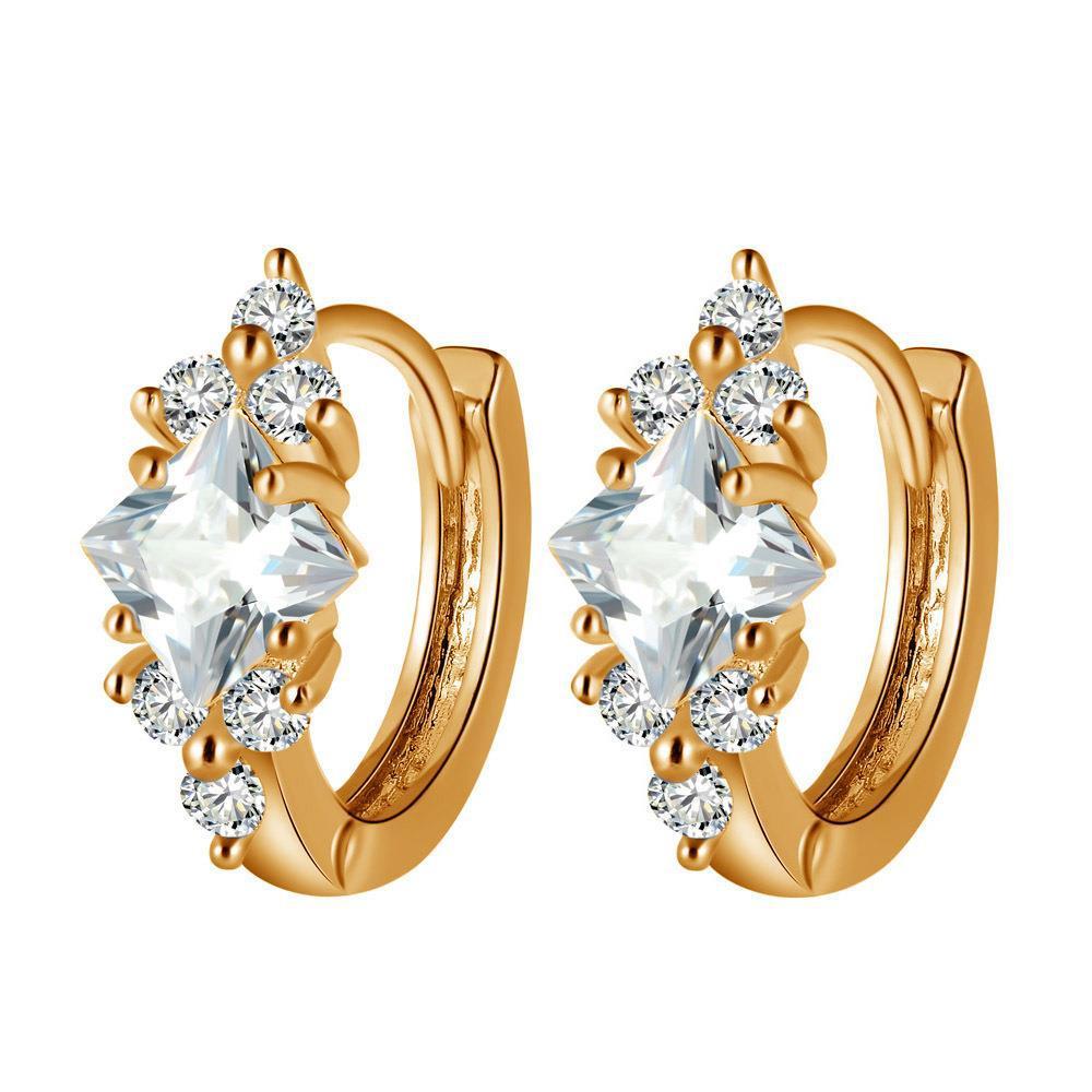 European And American Personalized Square Zircon Earrings - DropOnline.co