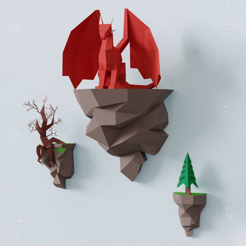Dragon Paper Model Sitting On The Island Home Wall Hanging Wall Decorations - DropOnline.co