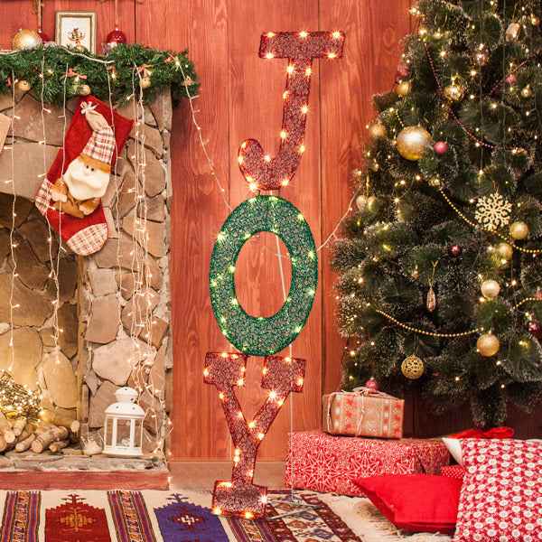 29X27X99cm JOY Letter 2D Warm White Light - Mesh Powder Christmas Lighting - DropOnline.co