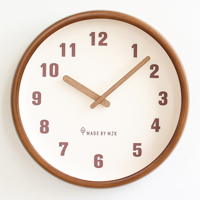Home Living Room Retro Solid Wood Modern Minimalism Wall Clock Creative - DropOnline.co