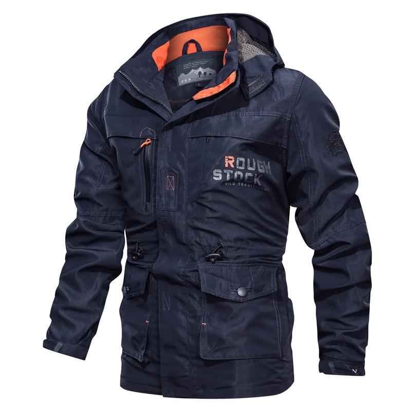Men's Hooded Outdoor Jacket - Medium-Long Plus Size Casual Coat