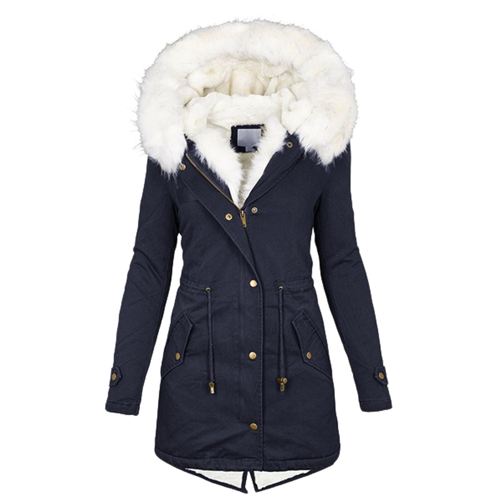 Women's cotton padded jacket with white collar - DropOnline.co