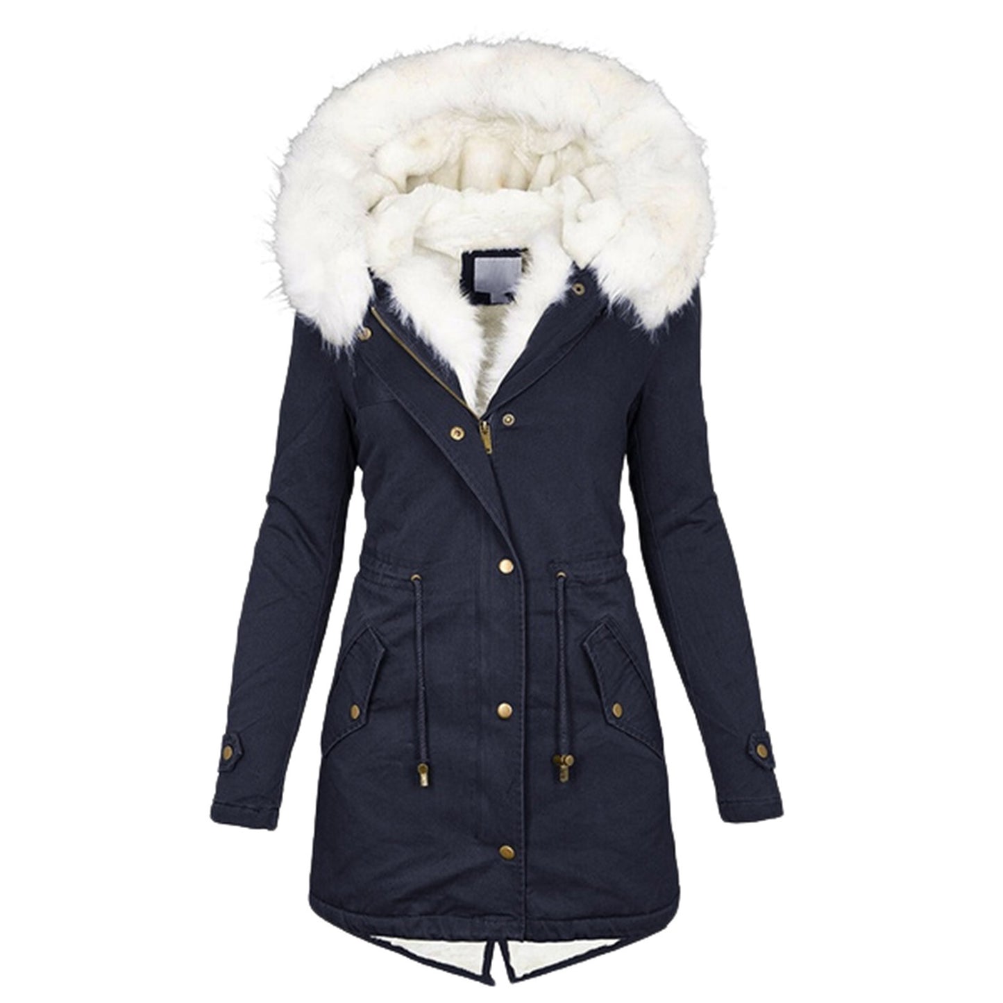 Women's cotton padded jacket with white collar - DropOnline.co