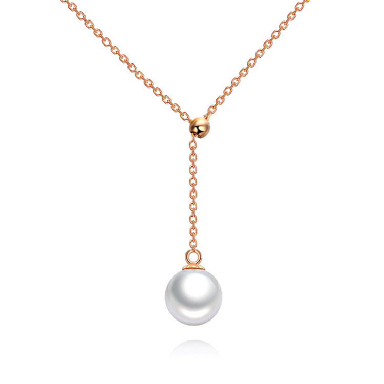 Ladies Adjustable Y-shaped Pearl Necklace - DropOnline.co