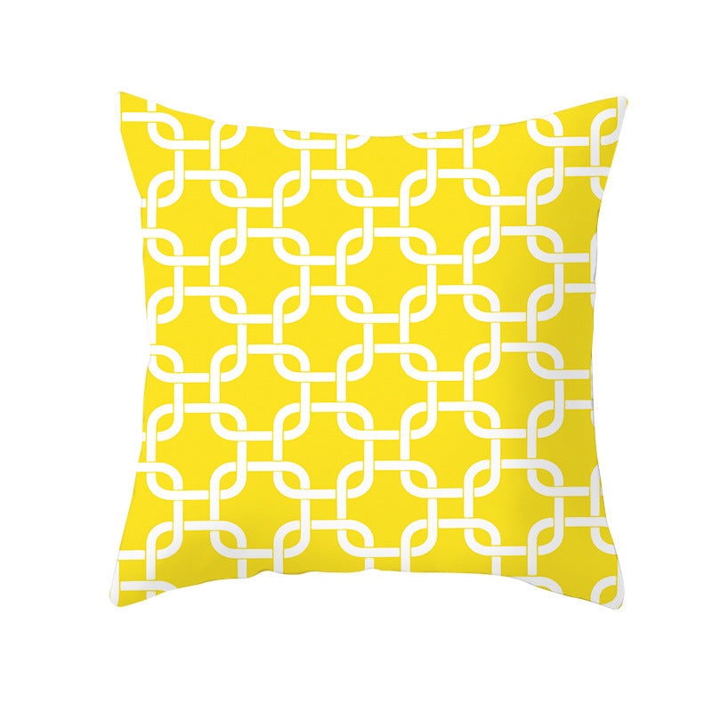 Geometric stripes peach skin cushion lumbar pillowcase - DropOnline.co