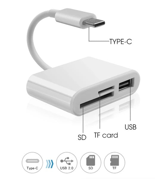 USB C 3 In 1 Hub Converter Type-C Adapter SD Card Reader For MacBook Pro Laptop - DropOnline.co