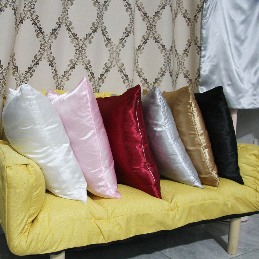 Solid Color Imitation Silk Sofa Cushion Cover - DropOnline.co