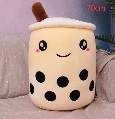 Boba Tea Plush Toy - Cute Strawberry Milk Tea Stuffed Animal Pillow Cushion for Kids - DropOnline.co