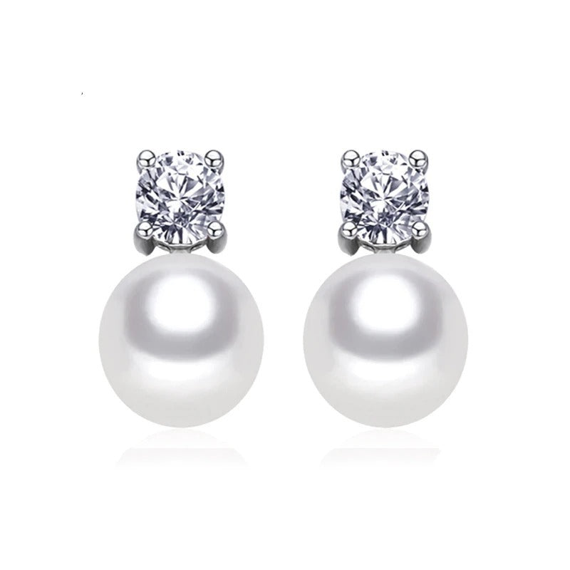 Round Pearl Stud Earrings - Classic Elegant Pearl Studs - DropOnline.co