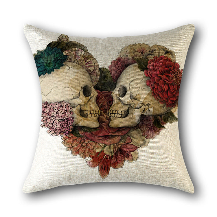 Skull Print Cushion Cotton Cover Sofa Cushion Bed Scandinavian Decorative Pillow Case - DropOnline.co