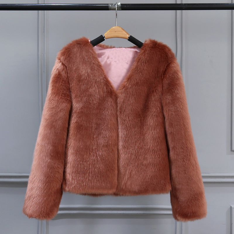 Fashionable imitation fox fur coat fur coat fur coat fur coat short style - DropOnline.co