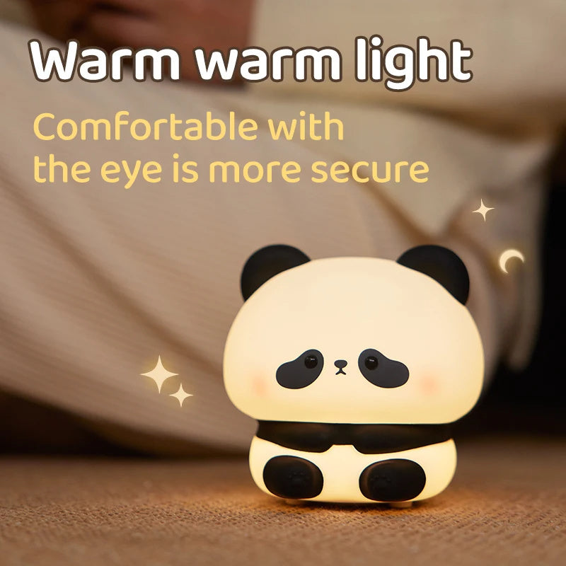 Panda LED Night Light - Cute Silicone USB Rechargeable Touch Lamp with Timing for Children - DropOnline.co
