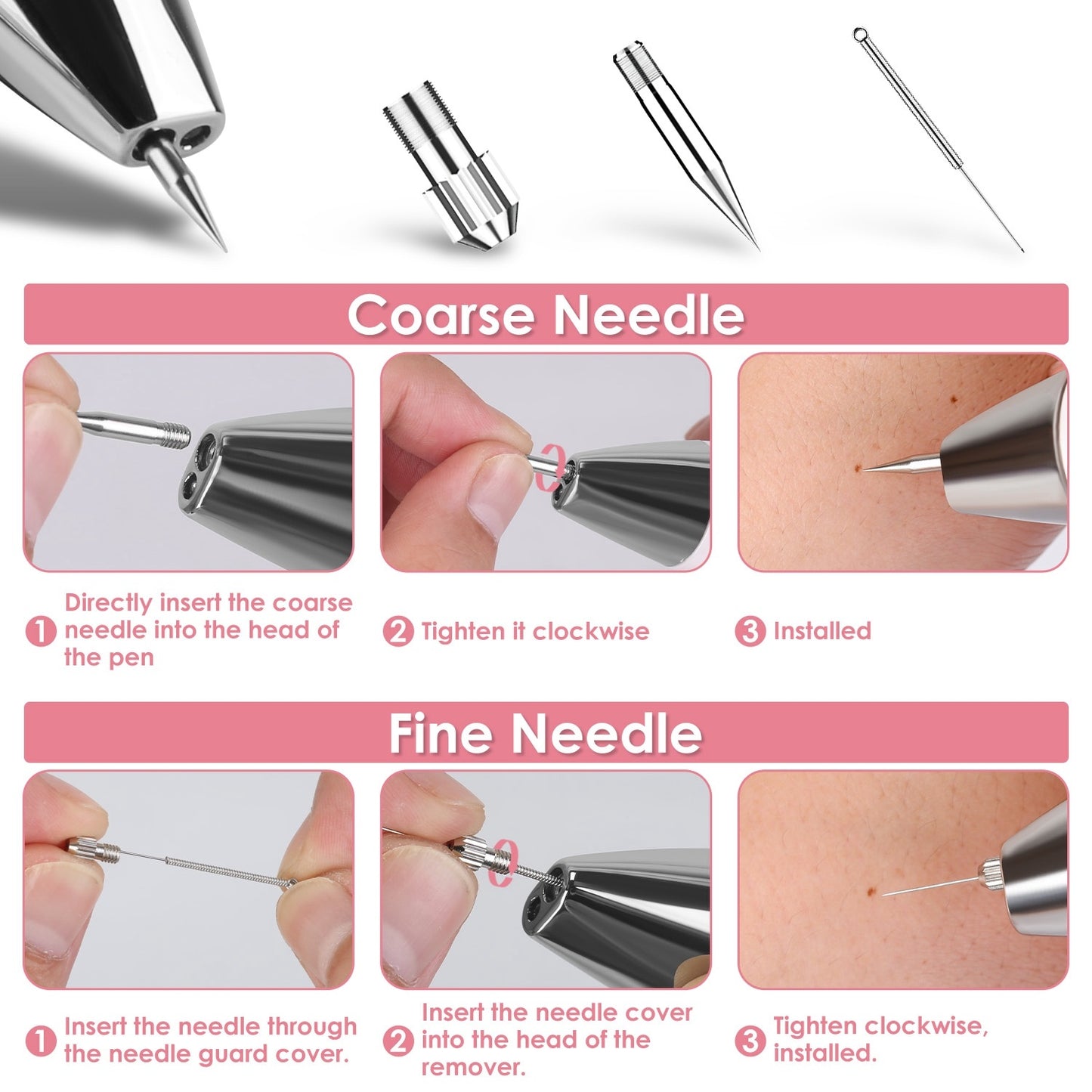 1Pc Skin Tag Remover Skin Tag Repair Kit Tattoo Freckle Wart Mole Remover Pen With 9 Intensity Levels 10 Fine Needles 3 Coarse Needles - DropOnline.co