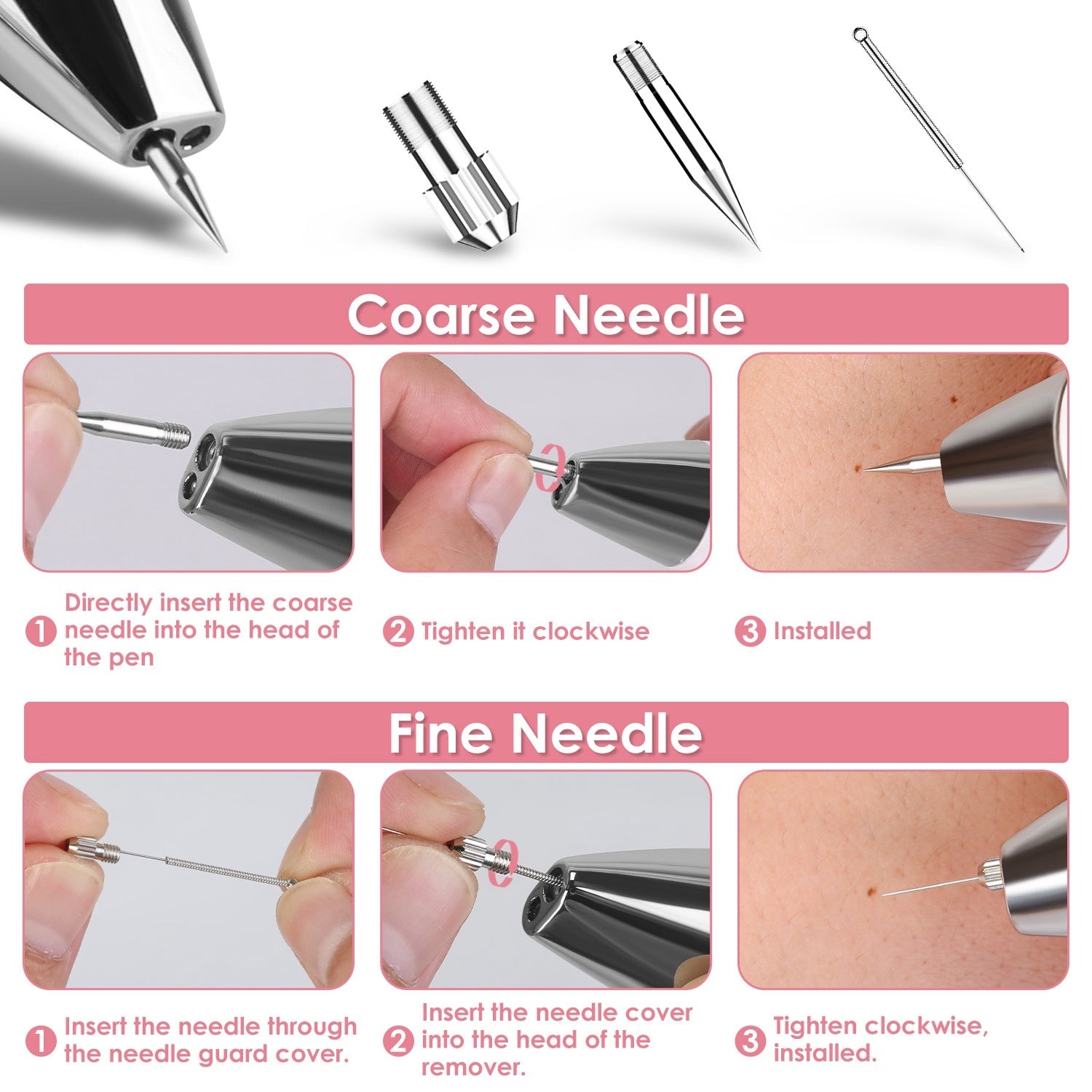 1Pc Skin Tag Remover Skin Tag Repair Kit Tattoo Freckle Wart Mole Remover Pen With 9 Intensity Levels 10 Fine Needles 3 Coarse Needles - DropOnline.co