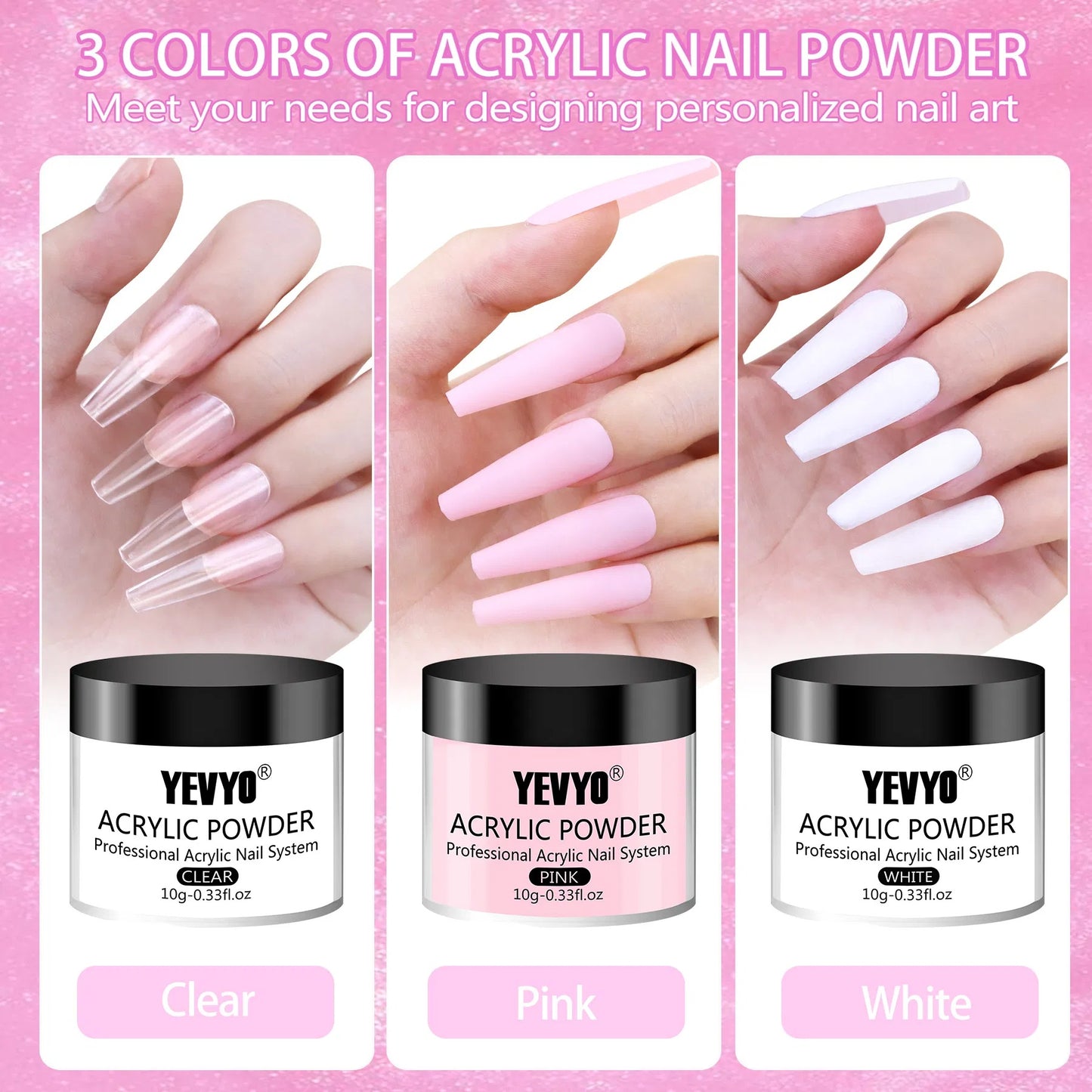 Acrylic Nail Kit, Nail Kit For Beginners With Everything, 24 Colors Glitter Acrylic Powder And Liquid Monomer Set, 200 Pcs Nail Tips, 3 Pcs Acrylic Nail Brush For Home DIY Extension Nail Salon - DropOnline.co