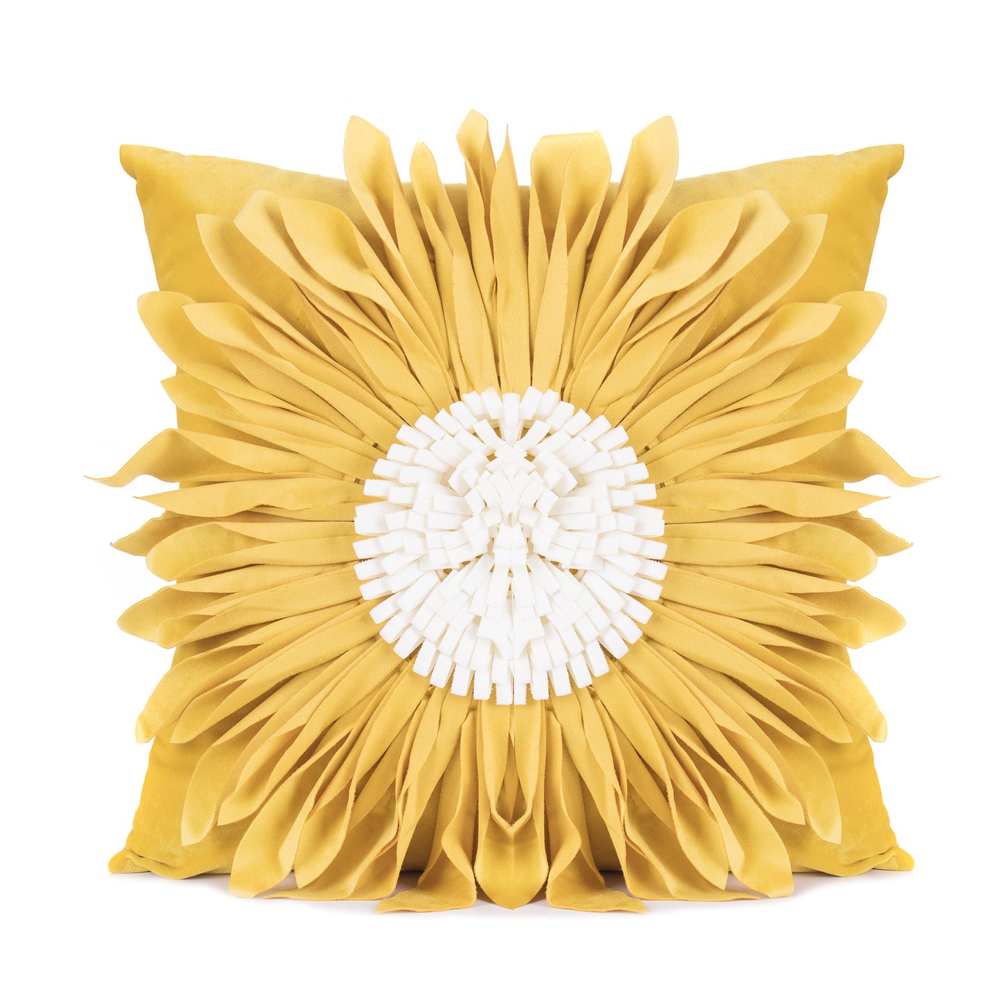 Fashion Modern Style White Throw Pillows Velvet Stitching 3D Chrysanthemum Cushion Waist Pillow Blue Cushion Case - DropOnline.co