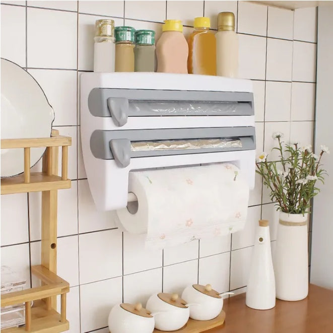 Kitchen Roll Distributor, Paper Roll Holder, Plastic Film Foil Organizer - DropOnline.co
