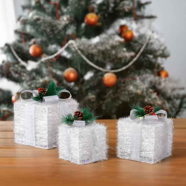 White Christmas Lighting Gift Box - Illuminated Holiday Decoration - DropOnline.co