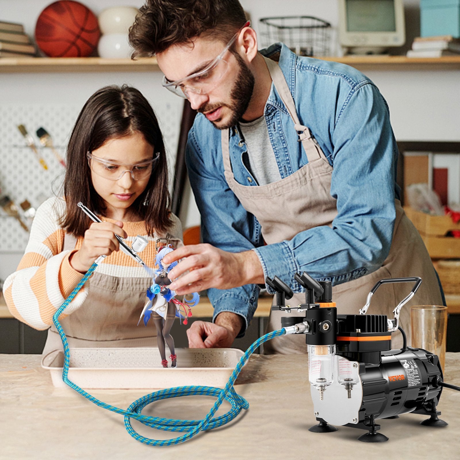 Airbrush Kit, Professional Airbrush Set With Compressor, Airbrushing System Kit With Multi-Purpose Dual-Action Gravity Feed Airbrushes, Art Nail Cookie Tatto - DropOnline.co