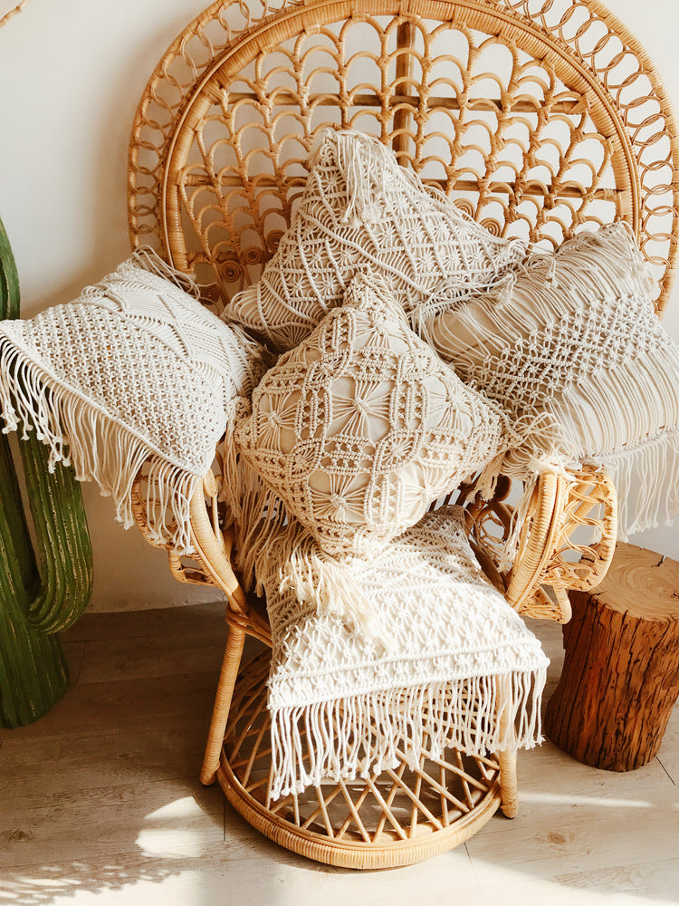 Hand-Woven Cotton Rope Tassel Cushion Pillowcase - DropOnline.co