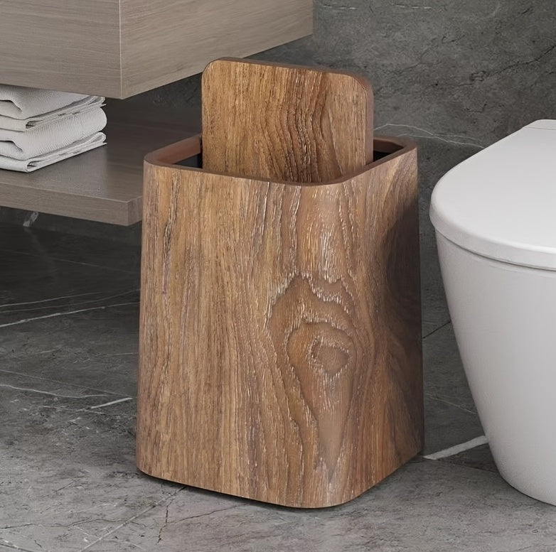 Wood Grain Trash Can - DropOnline.co
