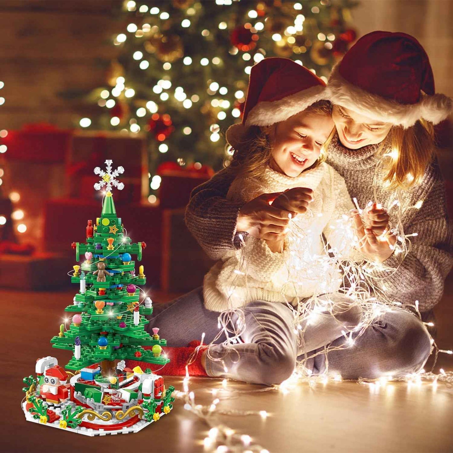 2025 Christmas Tree Building Set with LED Light - 24 Days Advent Calendar for Kids