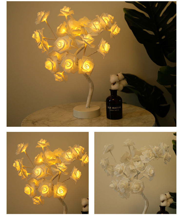 Rose Flower Lamp USB Battery Operated LED Table Lamp Bonsai Tree Night Lights Garland Bedroom Decoration Lights Home Decor - DropOnline.co