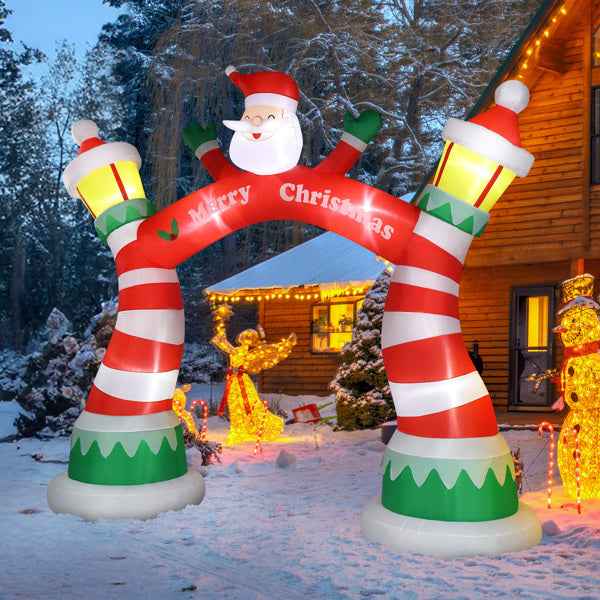 8.9ft Christmas Inflatable Arch with 7 LED Lights - Holiday Entrance Decoration