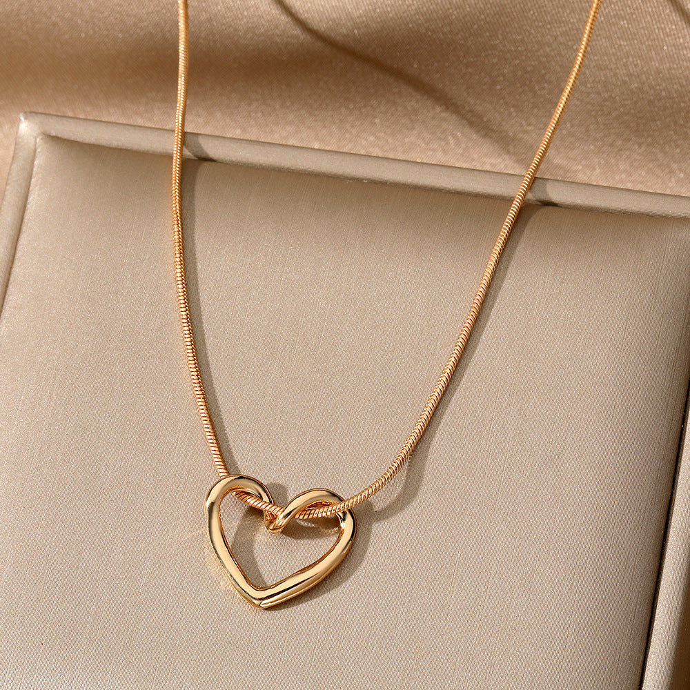 Niche Hollow Heart Necklace for Women - Delicate Cutout Heart Pendant - DropOnline.co