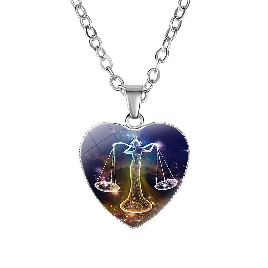 Women's Zodiac Heart Pendant Necklace - Personalized Astrology Jewelry - DropOnline.co