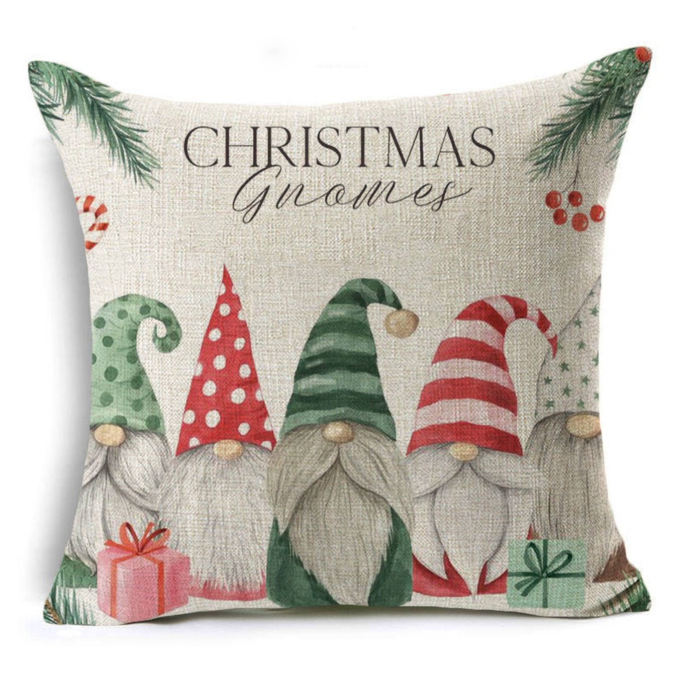 Colorful Christmas Linen Cushion Cover - DropOnline.co