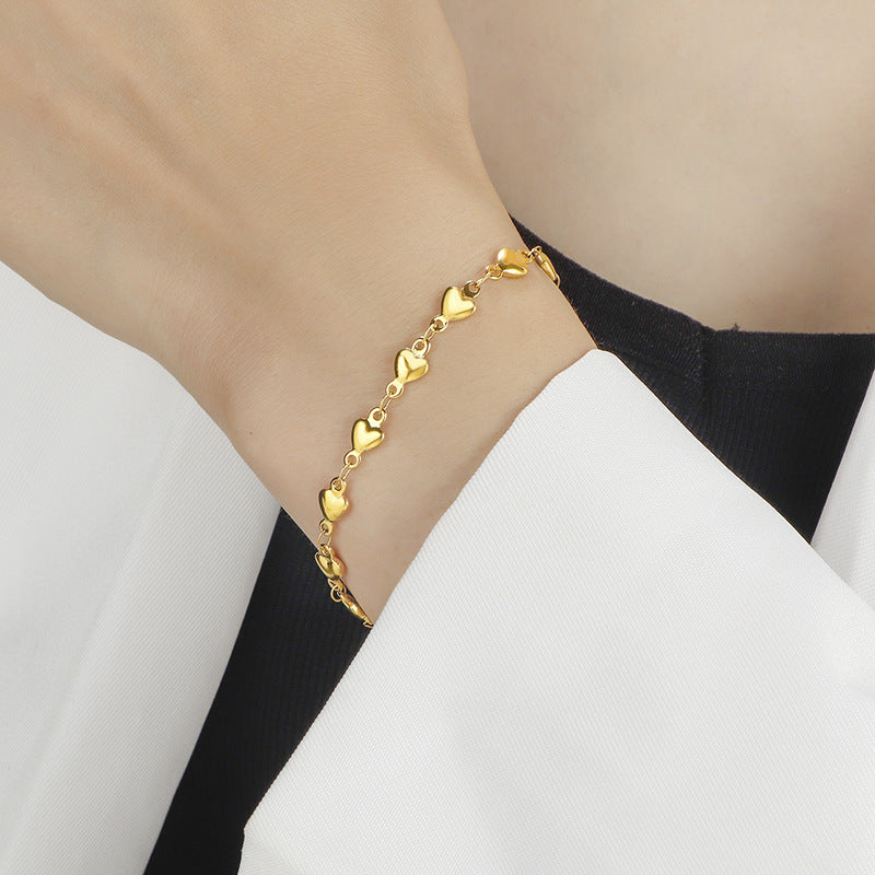 Gold Chain Heart Bracelet Stainless Steel - DropOnline.co